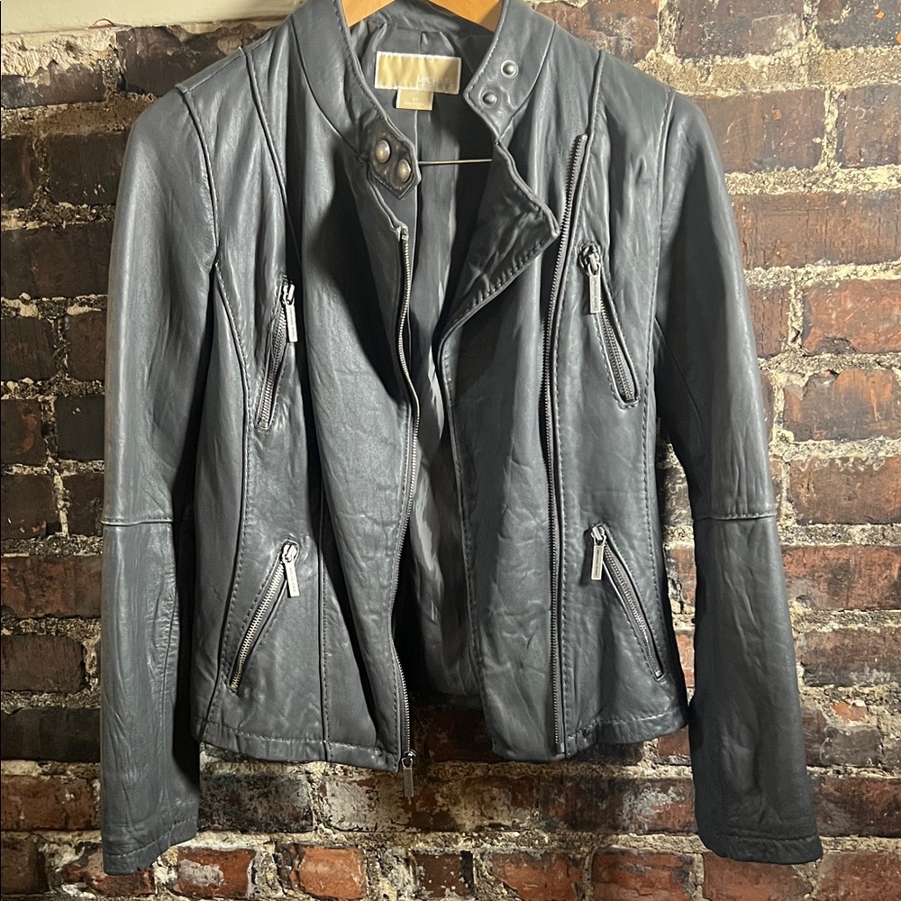 Michael Kors Charcoal Leather Jacket